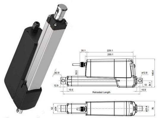 DC Electric Actuators IP69K 12V /24V 1600KG Loading For Food, Beverage Industrial