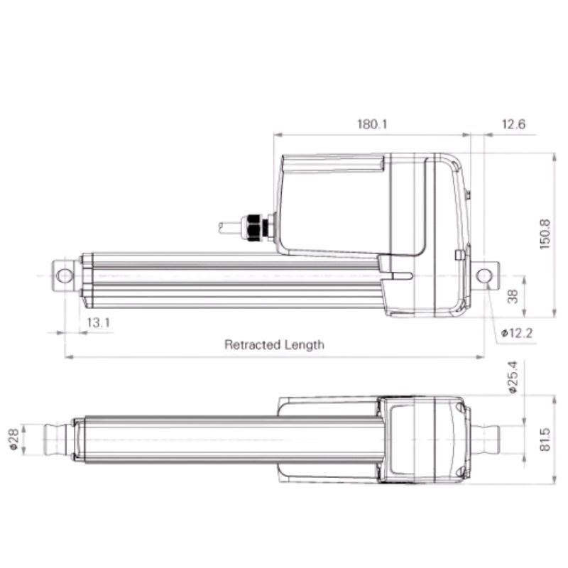 1500lb Heavy-Duty Linear Actuator 24VDC Drive IP69K Rugged Industrial Electric Cylinder