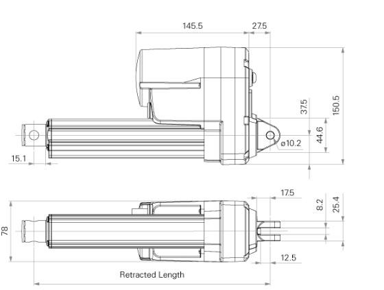 Parallel Electric Actuators DC Motor 12V / 24V with Heavy Loads